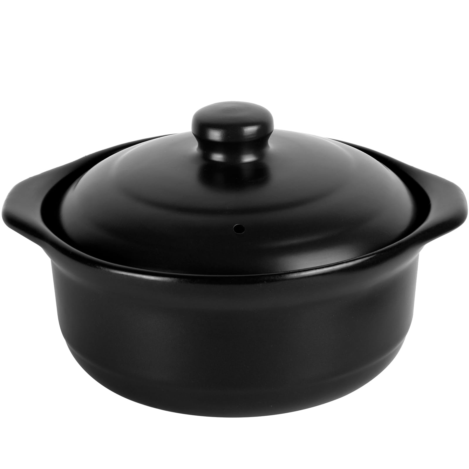 Ceramic Pots with Lid Cookware StockPot Clay Pot for Cooking (Black, 1.9 Quart)