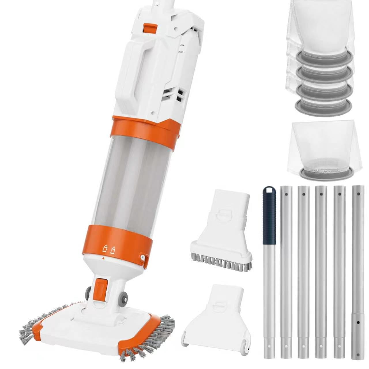 Cordless Pool Vacuum-True Powerful Suction 18.9GPM, 100inch, 1H Runtime, 25µm Fluff Ultra Fine Filter,Handheld Rechargeable Hot Tub Cleaner with Poles for Above Ground&Inground Pool