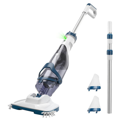 ENHULK Pool Vacuum for Above Ground Pool, Upgraded 13.4" Wide Head & Telescopic Pole, 18.5 GPM Suction, 60 Min Runtime, Cordless Handheld Rechargeable Pool Cleaner for Inground Pools (Blue)