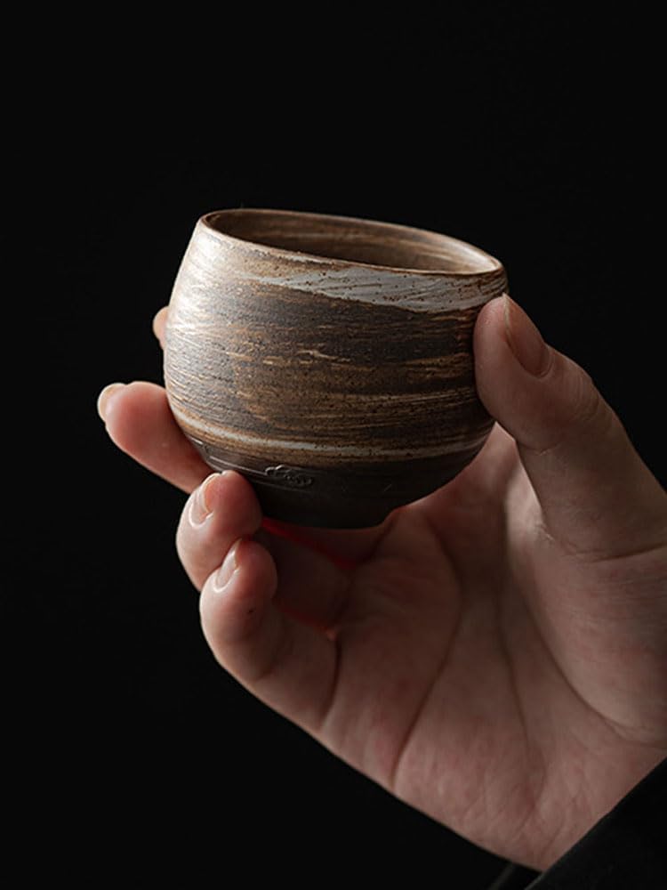 Japanese Tea Cups, Handmade Stone Pottery Tea Cup Wabi Aesthetics Ceramic Matcha Mug Yunomi for Coffee and Tea B 1 Pc