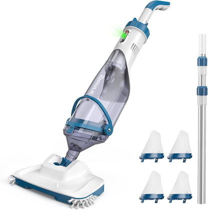 ENHULK Pool Vacuum for Above Ground Pool, Upgraded 13.4" Wide Head & Telescopic Pole, 18.5 GPM Suction, 60 Min Runtime, Cordless Handheld Rechargeable Pool Cleaner for Inground Pools (Blue)