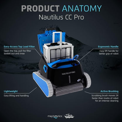 Dolphin Nautilus CC Pro Wi-Fi Automatic Robotic Pool Vacuum Cleaner, Wall Climbing, Waterline Scrubber Brush, Ideal for In-Ground Pools up to 50 FT in Length