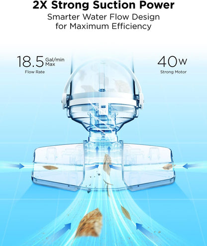 InoKraft Pool Vacuum for Above Ground Pool, Cordless Pool Vacuum for Inground Pools, Rechargeable Pool Cleaner with 18.5 GPM Suction, Above Ground Pool Vacuum with 59” Extendable Pole, Blue
