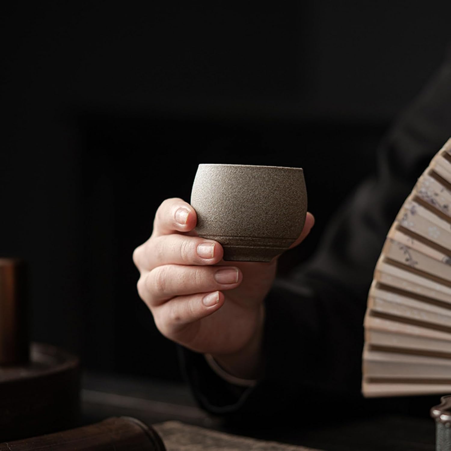 Japanese Tea Cups, Handmade Stone Pottery Tea Cup Wabi Aesthetics Ceramic Matcha Mug Yunomi for Coffee and Tea B 1 Pc