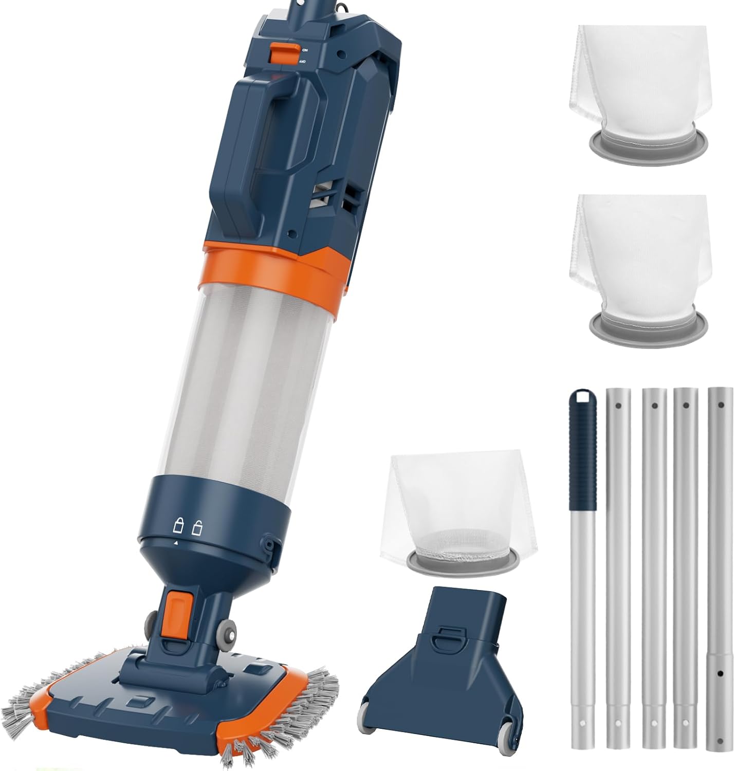 Cordless Pool Vacuum-True Powerful Suction 18.9GPM, 100inch, 1H Runtime, 25µm Fluff Ultra Fine Filter,Handheld Rechargeable Hot Tub Cleaner with Poles for Above Ground&Inground Pool