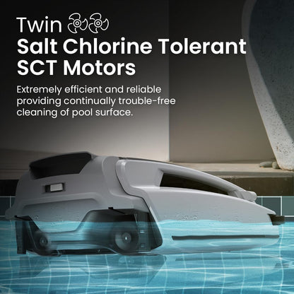 Betta SE Plus - Solar-Powered Robotic Pool Skimmer with 24/7 Continuous Cleaning Power, Dual Charging Options, Twin Salt Chlorine Tolerant Motors, and Shallow Water Safeguard
