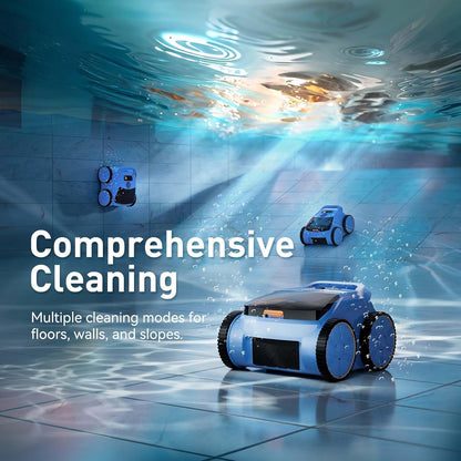 Cordless Robotic Pool Cleaner, 180 Mins Runtime Self-Parking Pool Vacuum for Above Ground Pools, Wall Climbing Automatic Pool Robot - NOT Suitable for Pools with Sharp Steps/Raised Drains
