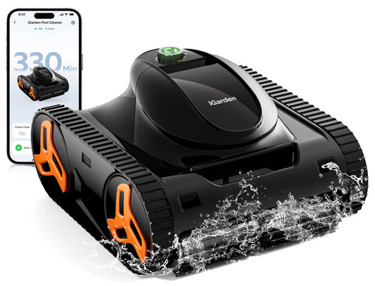 iGarden Robotic Pool Cleaner KN Series, 210-Min Runtime, Smart 3D Navigation, Full-Inverter Energy-Saving Tech, Cleans Floor, Wall & Waterline, for Above-Ground & Inground Pools