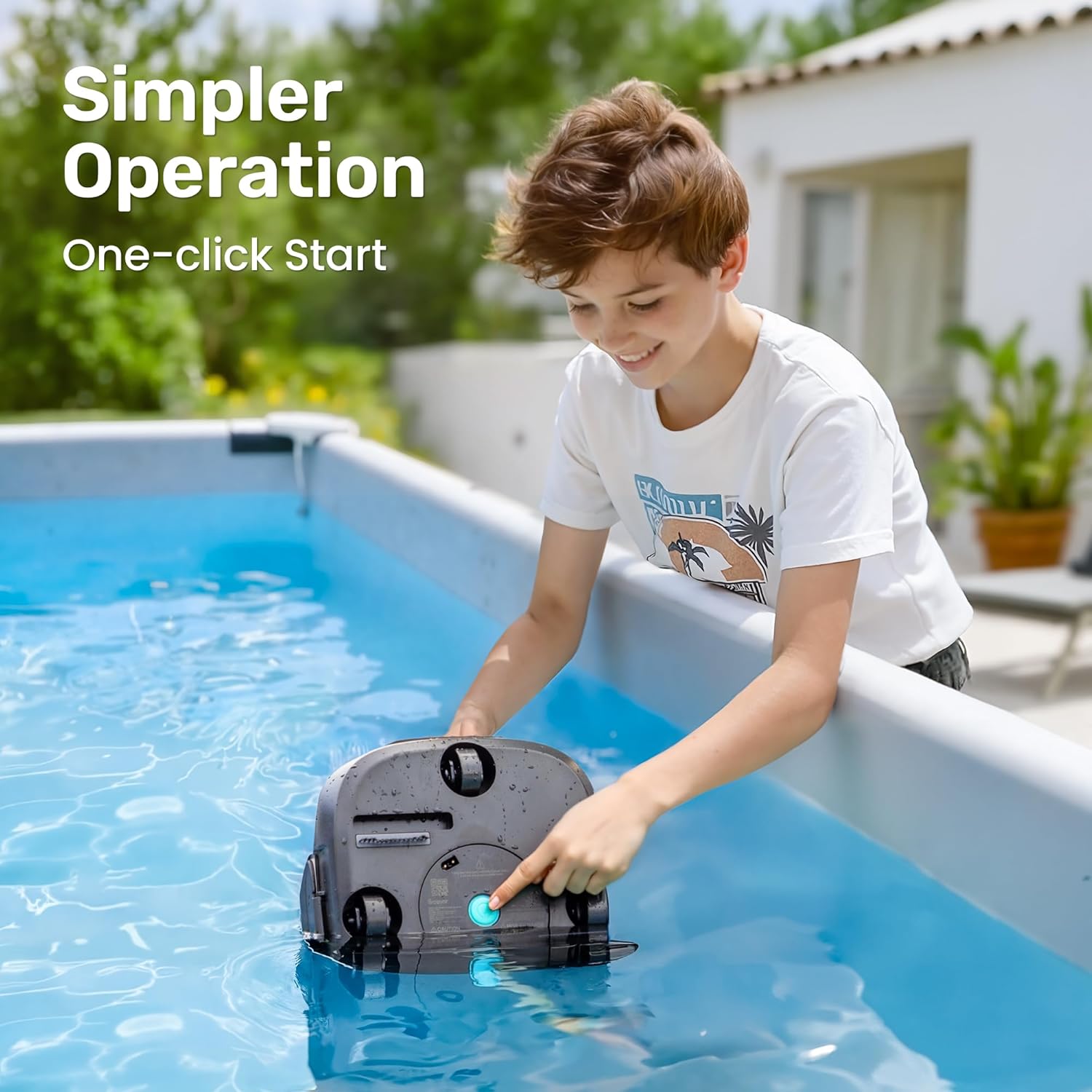 Gosvor LiteVac 800 Robotic Pool Cleaner, Pool Vacuum for Above Ground Pool Lasts 90 Mins, Self-Parking Design, 7.5 lbs Lightweight, Suitable for Flat Pools up to 860 sq. ft, Orange