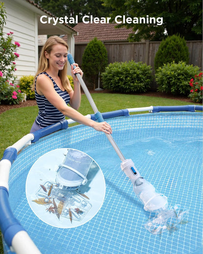 InoKraft Pool Vacuum for Above Ground Pool, Cordless Pool Vacuum for Inground Pools, Rechargeable Pool Cleaner with 18.5 GPM Suction, Above Ground Pool Vacuum with 59” Extendable Pole, Blue