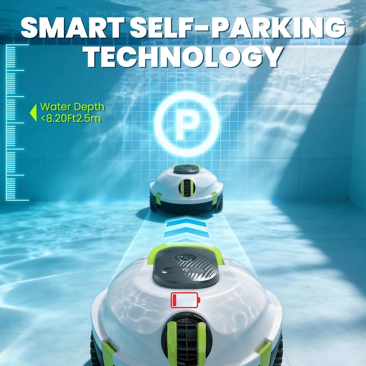 Y20 Cordless Robotic Pool Cleaner, Automatic Pool Vacuum for Above Ground & Inground Pool, 120 Min Runtime, Auto-Parking, Lightweight, Powerful Robot up to 1100 sq.ft