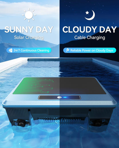 2026 Upgraded F1T Solar Powered Robotic Pool Skimmer Surface Cleaner with APP Support Dual Charging Options Smart Obstacle Avoidance 24/7 Continuous Cleaning Ideal for Above Ground Pool