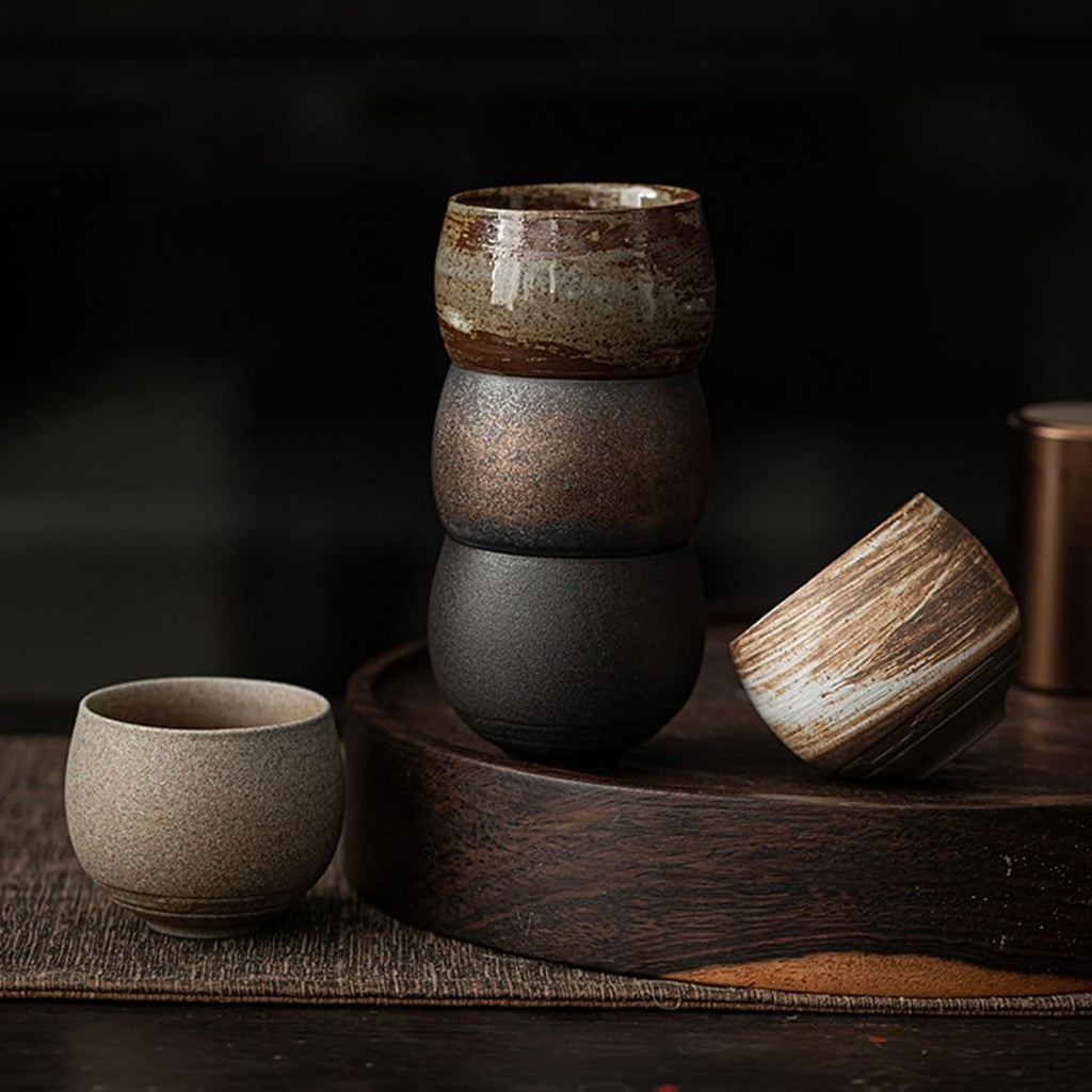 Japanese Tea Cups, Handmade Stone Pottery Tea Cup Wabi Aesthetics Ceramic Matcha Mug Yunomi for Coffee and Tea B 1 Pc