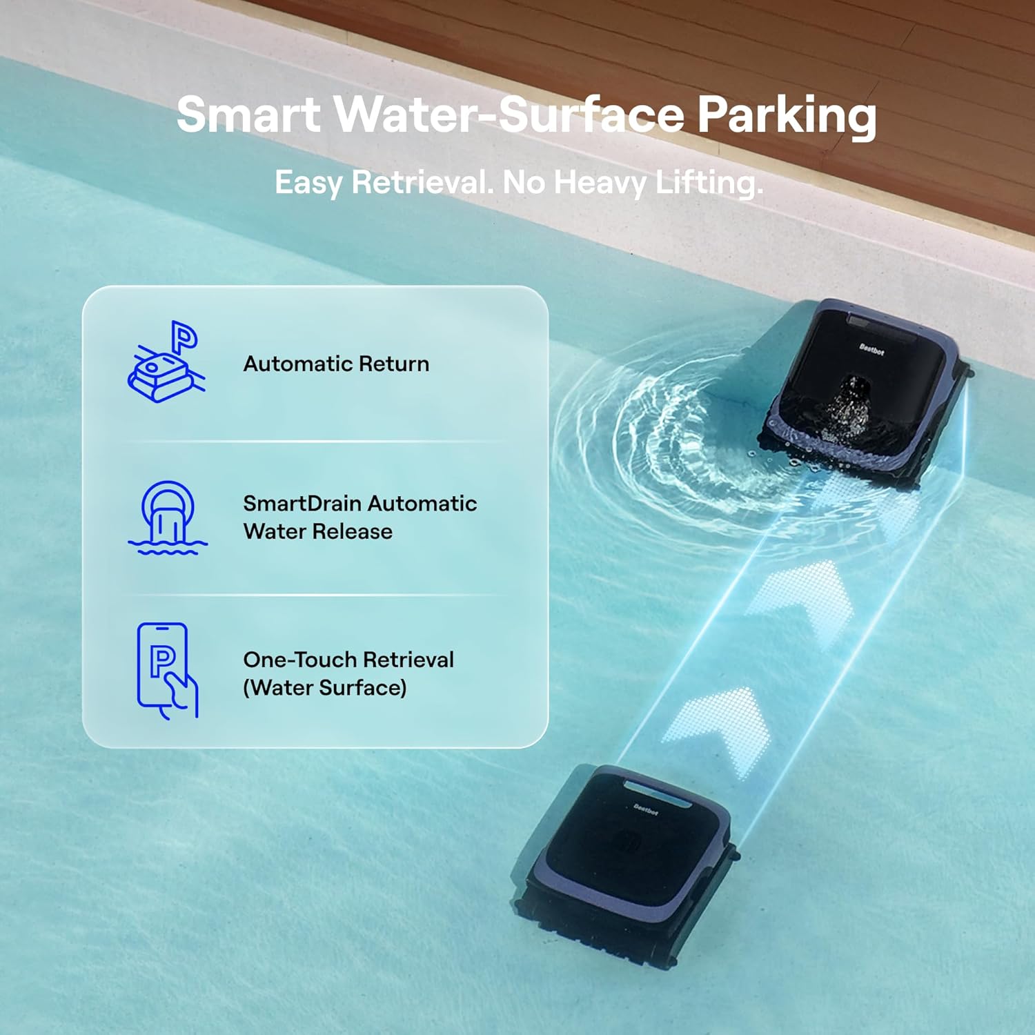 Beatbot Sora 70 Pool Vacuum Robot, 360° Top-to-Bottom Cleaning, Smart Surface Parking, 6L Capacity, 6800GPH Super Power for Above & In-Ground Pools Up to 3,200 sq. ft, Midnight Blue