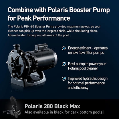 Polaris Vac-Sweep 280 Pressure-Side In-ground Pool Cleaner, Double Venturi Jet Powered, 31ft of Hose with an All Purpose Debris Bag