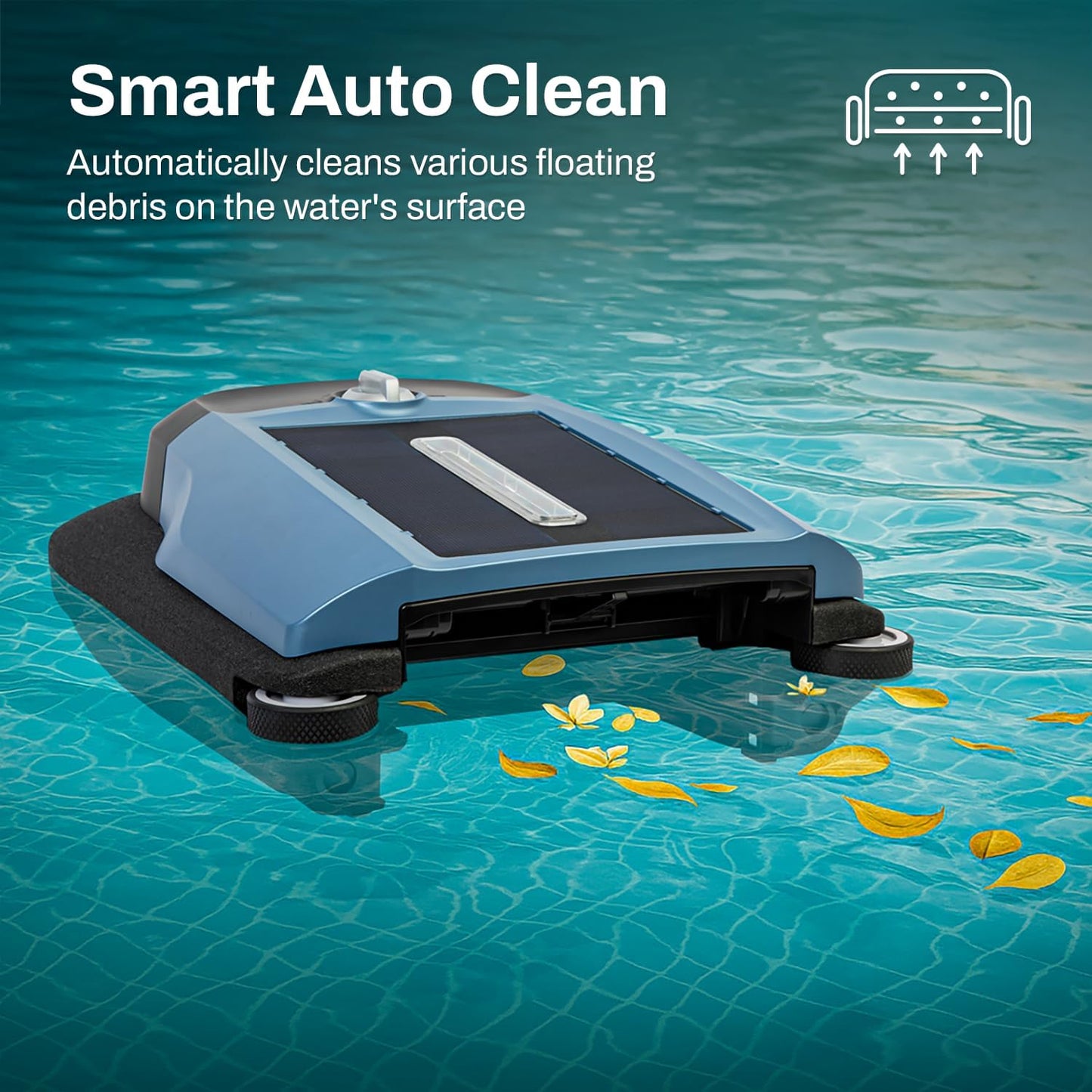 Betta Flex Solar-Powered Robotic Pool Skimmer – Cordless with Dual Cleaning Modes, Soft-Touch Pool Protection. Compatible with Infinity Edge, In-Ground & Above-Ground Pools (Blue)