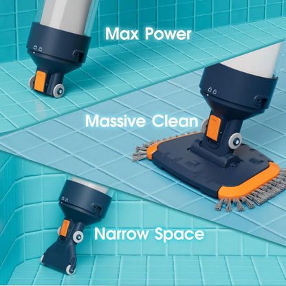 Cordless Pool Vacuum-True Powerful Suction 18.9GPM, 100inch, 1H Runtime, 25µm Fluff Ultra Fine Filter,Handheld Rechargeable Hot Tub Cleaner with Poles for Above Ground&Inground Pool