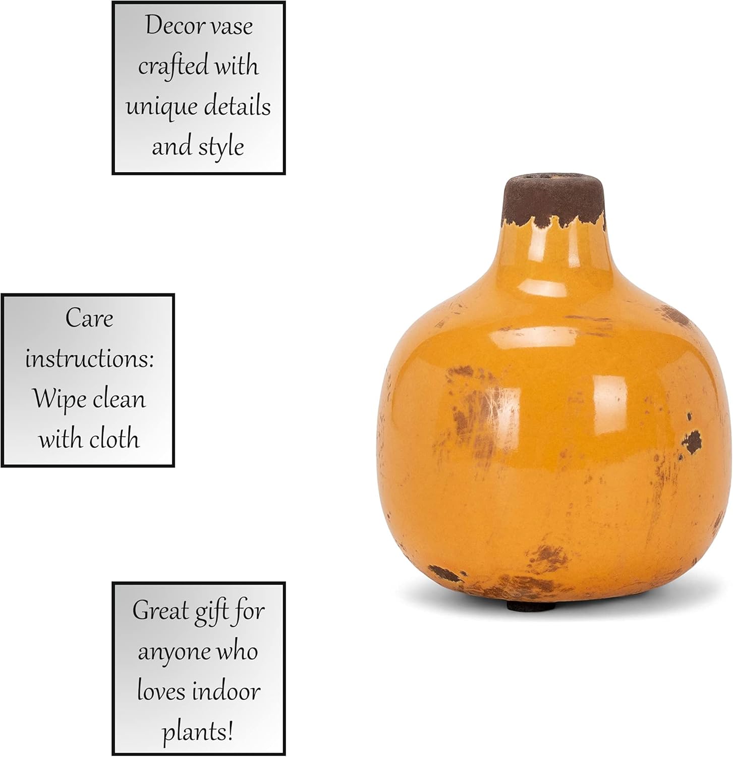47th & Main Vintage Ceramic Vase Mini, Round Yellow