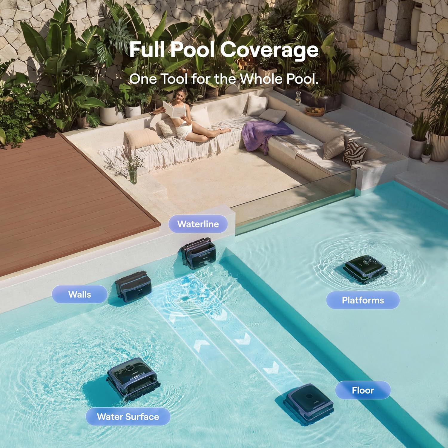 Beatbot Sora 70 Pool Vacuum Robot, 360° Top-to-Bottom Cleaning, Smart Surface Parking, 6L Capacity, 6800GPH Super Power for Above & In-Ground Pools Up to 3,200 sq. ft, Midnight Blue