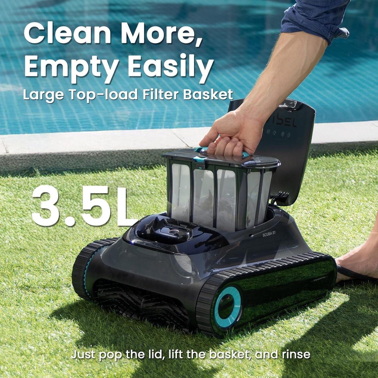 Aiper Scuba S1 Robotic Pool Cleaner, Wall & Waterline Cleaning, Cordless Pool Robot with 4 Modes, Smarter Navigation with High-Precision Sensors, for All Inground & Above Ground Pools (2024)