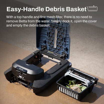 Betta Flex Solar-Powered Robotic Pool Skimmer – Cordless with Dual Cleaning Modes, Soft-Touch Pool Protection. Compatible with Infinity Edge, In-Ground & Above-Ground Pools (Blue)