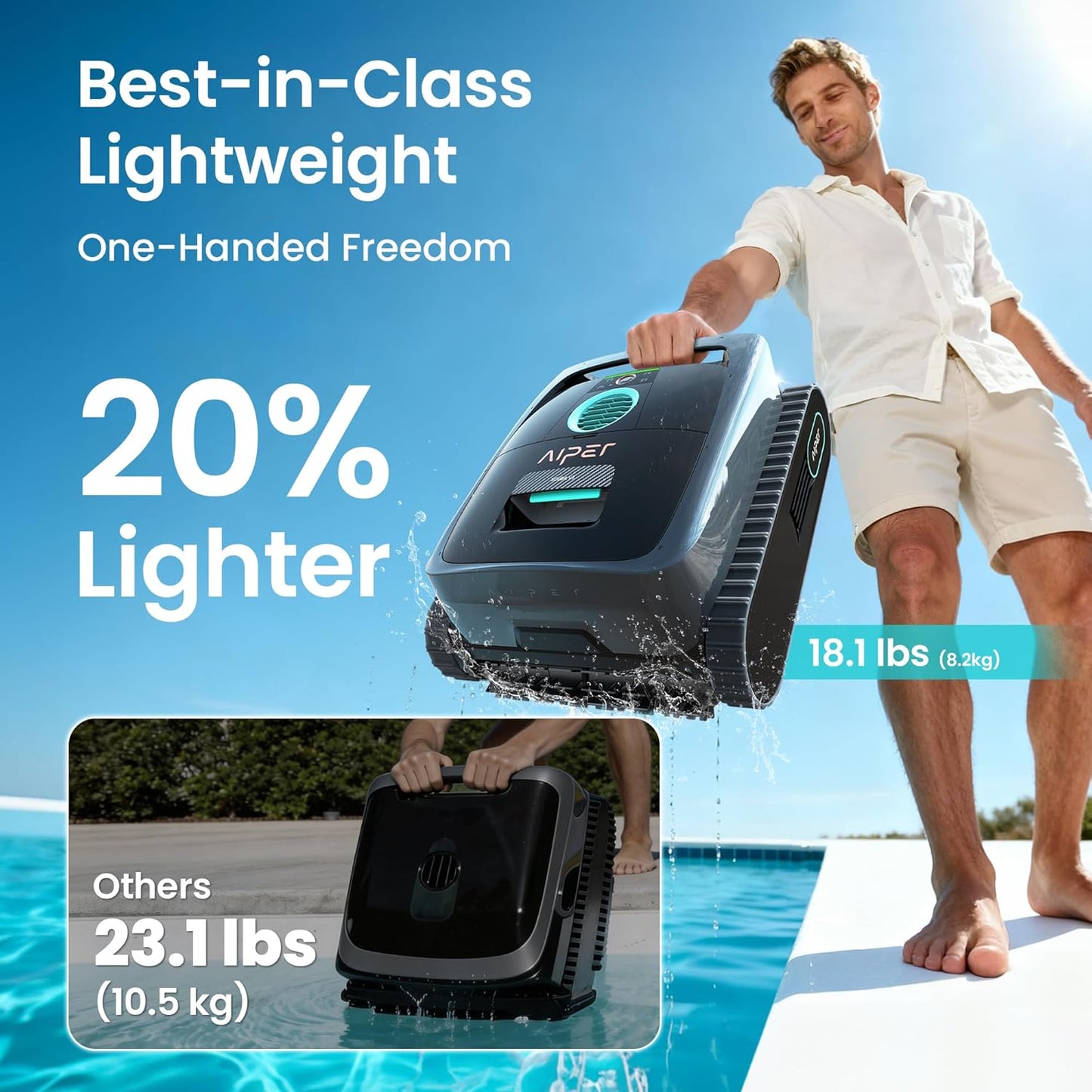 (2026 New) AIPER Scuba V3 AI Vision Cordless Robotic Pool Cleaner, 10x Faster Pool Cleaning with AI Patrol, 24/7 Auto Cleaning, Smart Waterline Parking & Multi-Layer Filtration, Gray