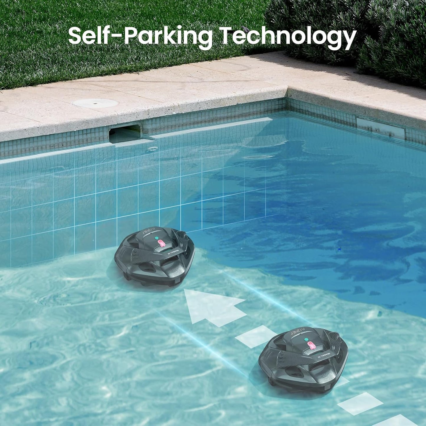 AIPER Seagull SE 2025 Cordless Robotic Pool Cleaner with LED Indicator, Self-Parking Technology, Lasts 90 Mins Runtime, Ideal for Above-Ground Pool up to 40 Feet, Grey & Teal