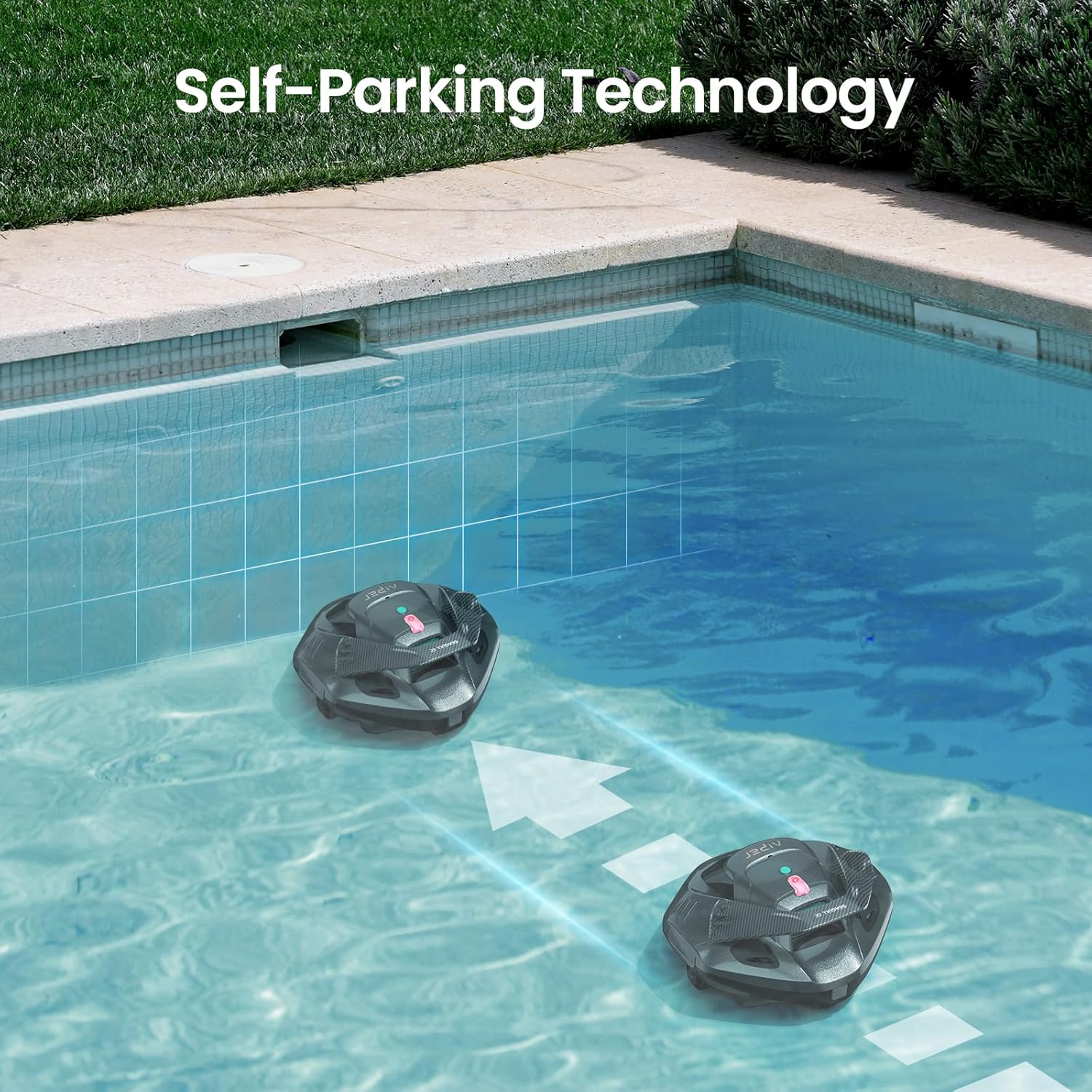 AIPER Seagull SE 2025 Cordless Robotic Pool Cleaner with LED Indicator, Self-Parking Technology, Lasts 90 Mins Runtime, Ideal for Above-Ground Pool up to 40 Feet, Grey & Teal