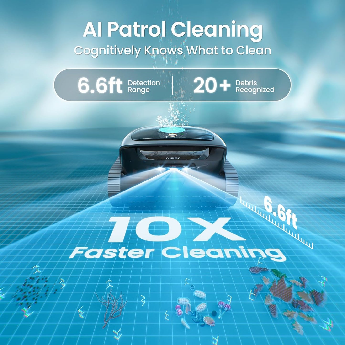 (2026 New) AIPER Scuba V3 AI Vision Cordless Robotic Pool Cleaner, 10x Faster Pool Cleaning with AI Patrol, 24/7 Auto Cleaning, Smart Waterline Parking & Multi-Layer Filtration, Gray