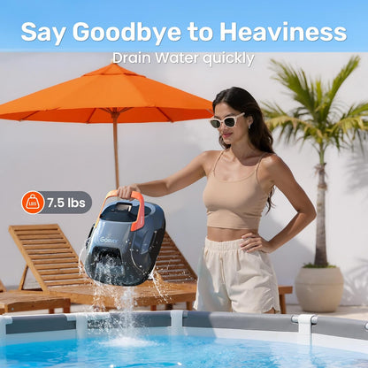 Gosvor LiteVac 800 Robotic Pool Cleaner, Pool Vacuum for Above Ground Pool Lasts 90 Mins, Self-Parking Design, 7.5 lbs Lightweight, Suitable for Flat Pools up to 860 sq. ft, Orange