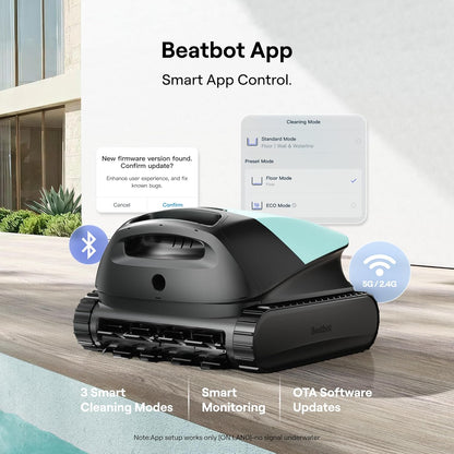 Beatbot Sora 10 Cordless Pool Vacuum Robot for Inground & Above Ground Pools, 6800 GPH Suction, Floor/Wall/Waterline/Shallow Area Cleaning, Waterline Parking, 300 Mins Runtime, Mint Green