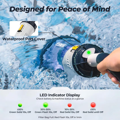 Handheld Pool Vacuum, JESIMAIK Rechargeable Pool Vacuum Cleaner with 18.5 GPM, 60 Min Runtime, Telescopic Pole, Ideal Cordless Pool Vacuum for Above Ground Pool, Inground Pool, Spas, Hot Tubs