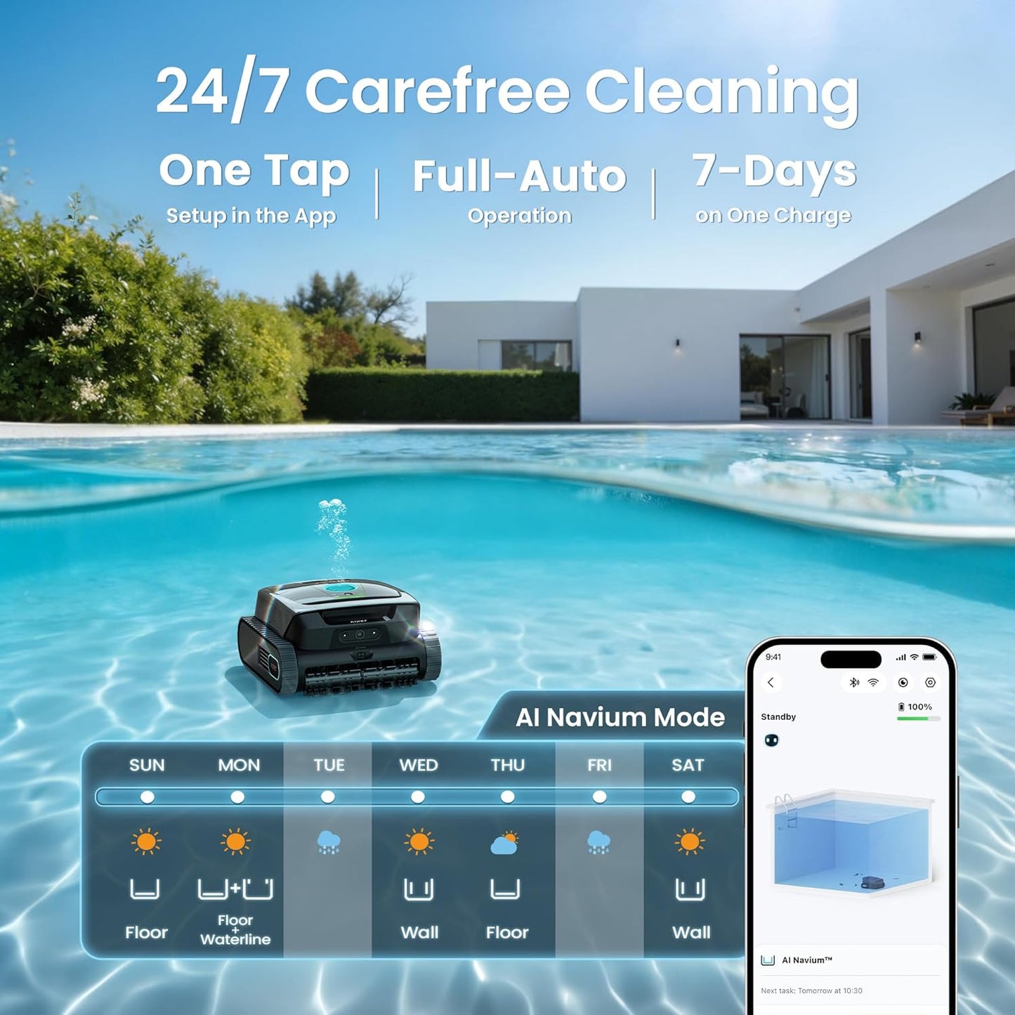 (2026 New) AIPER Scuba V3 AI Vision Cordless Robotic Pool Cleaner, 10x Faster Pool Cleaning with AI Patrol, 24/7 Auto Cleaning, Smart Waterline Parking & Multi-Layer Filtration, Gray