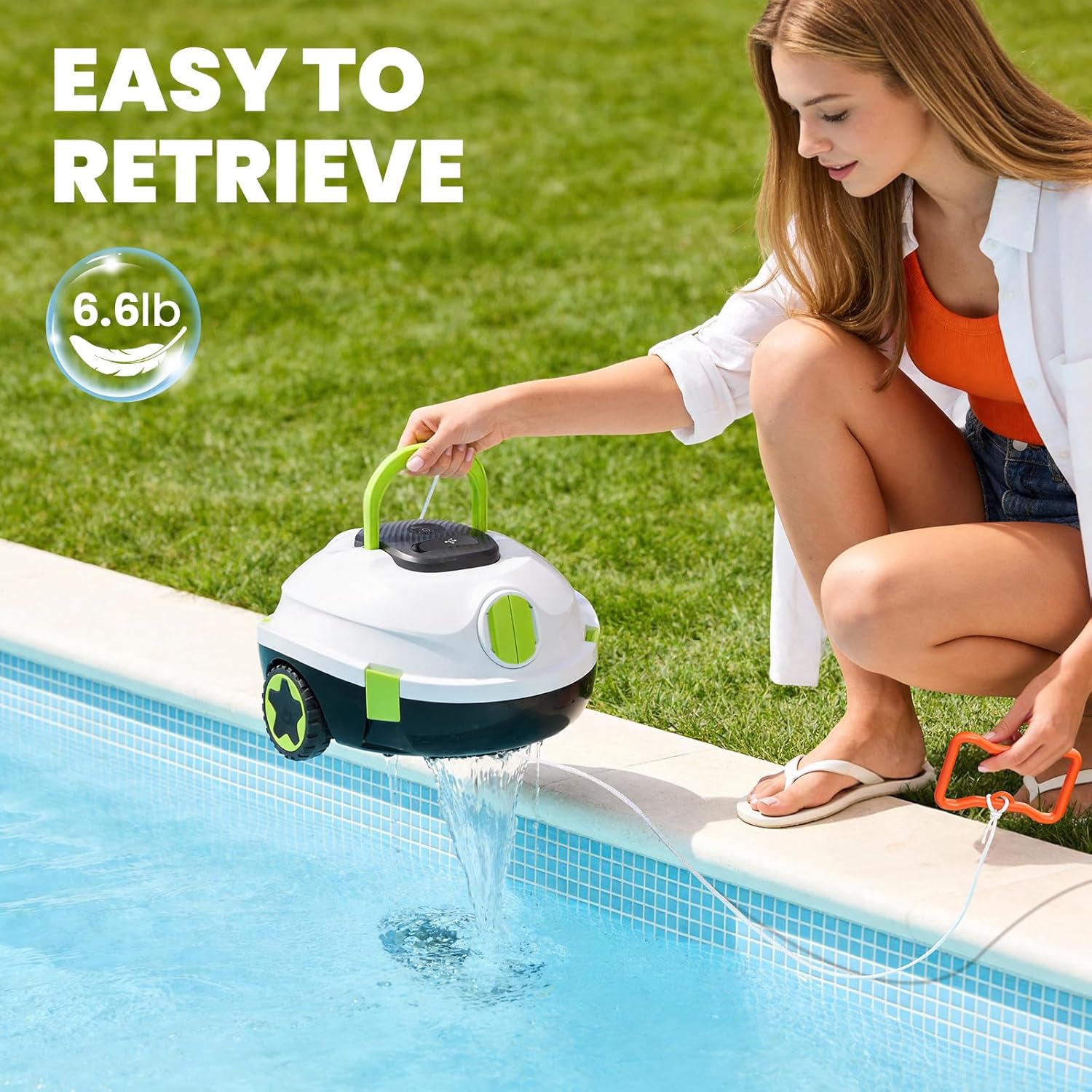 Y20 Cordless Robotic Pool Cleaner, Automatic Pool Vacuum for Above Ground & Inground Pool, 120 Min Runtime, Auto-Parking, Lightweight, Powerful Robot up to 1100 sq.ft