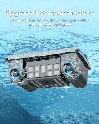 T1B Solar Powered Pool Skimmer Robot, Automatic Robotic Pool Surface Skimmer Cleaner with 24/7 Cleaning, Dual Charging Modes, Auto-Dock, Above-Ground & Inground Pools (Gray)
