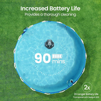 AIPER Seagull SE 2025 Cordless Robotic Pool Cleaner with LED Indicator, Self-Parking Technology, Lasts 90 Mins Runtime, Ideal for Above-Ground Pool up to 40 Feet, Grey & Teal
