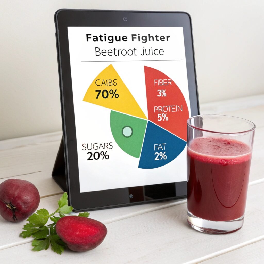 Nutritional breakdown chart for Fatigue Fighter Beetroot Juice