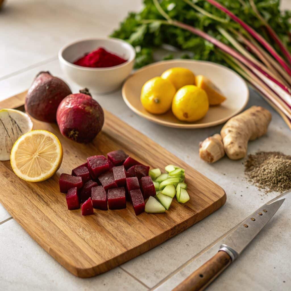 Step 1 in preparing Fatigue Fighter Beetroot Juice